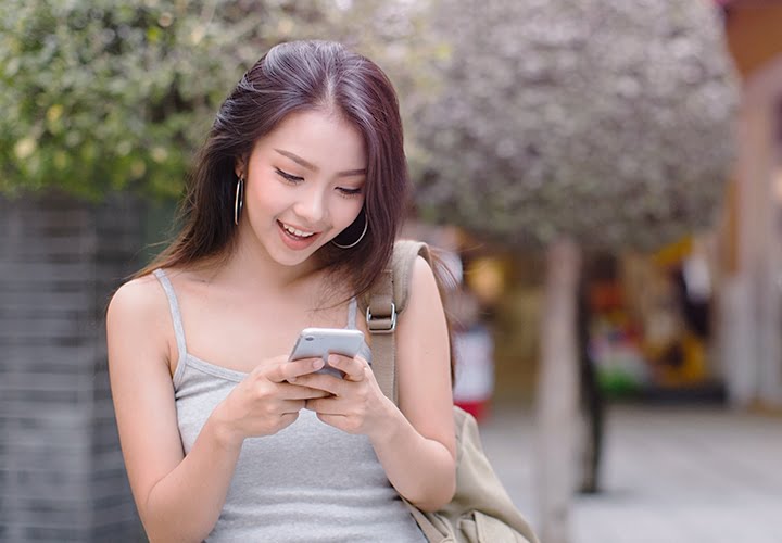 woman using phone