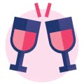 2 wine glasses icon illustration