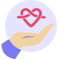 hand holding Fabrique logo icon illustration