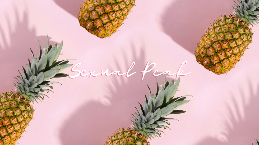 Image of pineapples lineup with text "sexual peak"